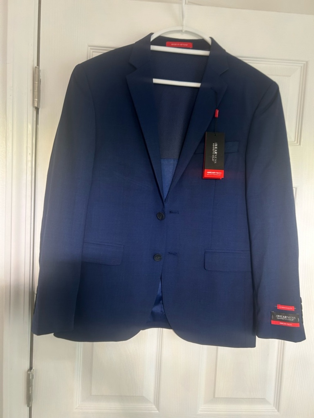 Men's Kenneth Cole Awearness extreme slim fit Navy Blazer Awear Tech 38S/32W